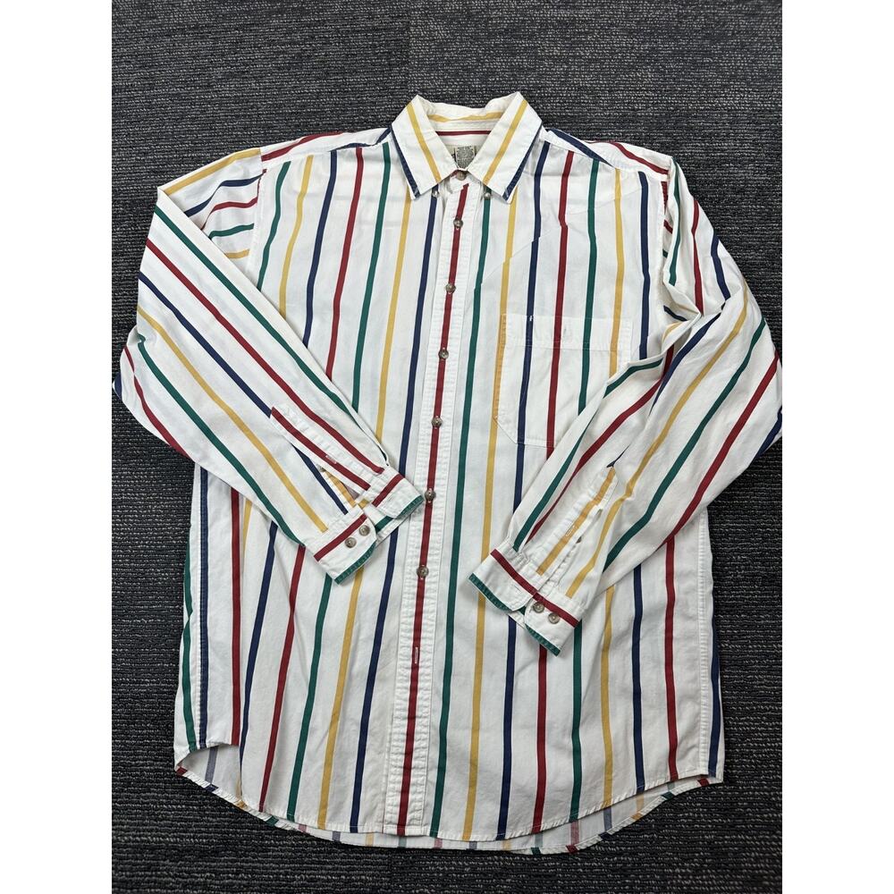 Eddie Bauer Vintage 90s Striped Button Up Shirt Men's Large Colorful